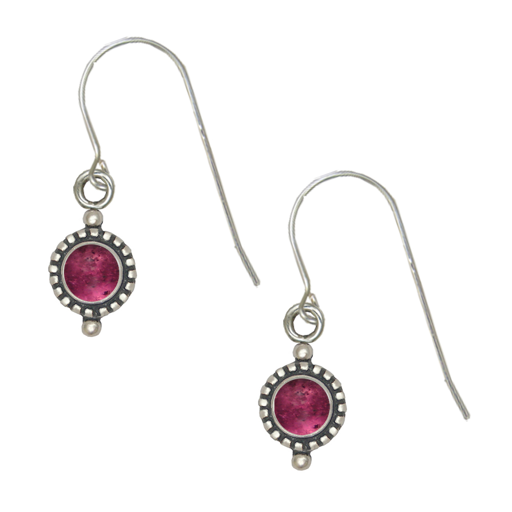 Sterling Silver Pink Tourmaline Gemstone Drop Dangle Earrings